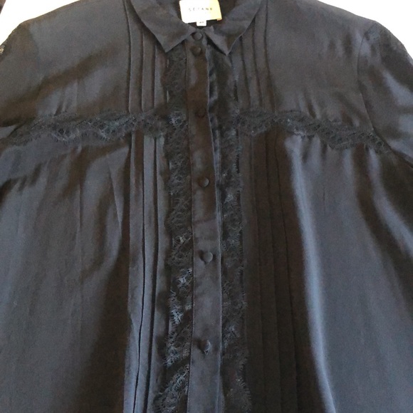 Sezane Silk Lace Black Long Sleeve Blouse Size 40 - Picture 6 of 13